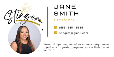 Stinger Athletics Booster Club business card